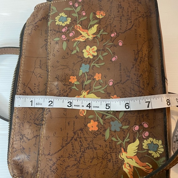 Patricia Nash Poppy Floral Bird Leather Map Crossbody - Picture 12 of 13
